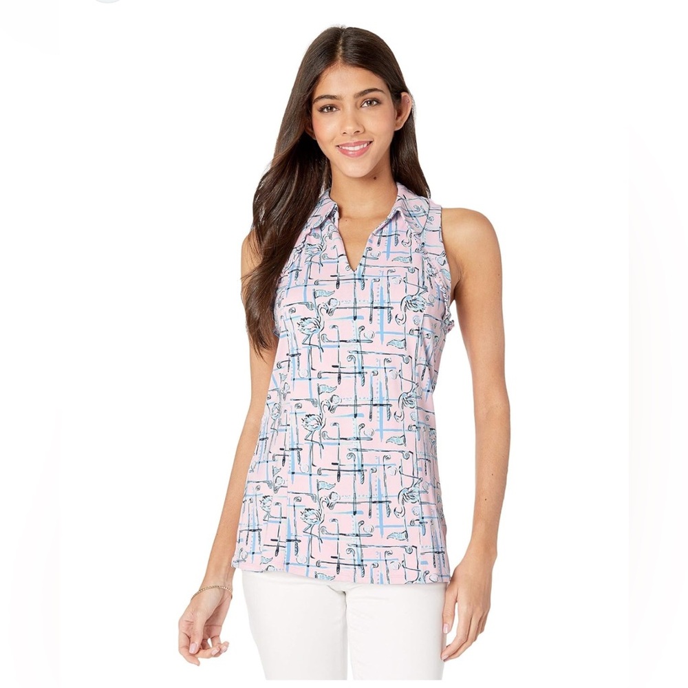 Lilly Pulitzer Pink Printed Sleeveless Polo Tank